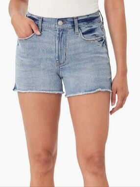 Kensie Vintage Luxe Frayed Hem Denim Side Rivet Shorts Size 6/28 99% Cotton